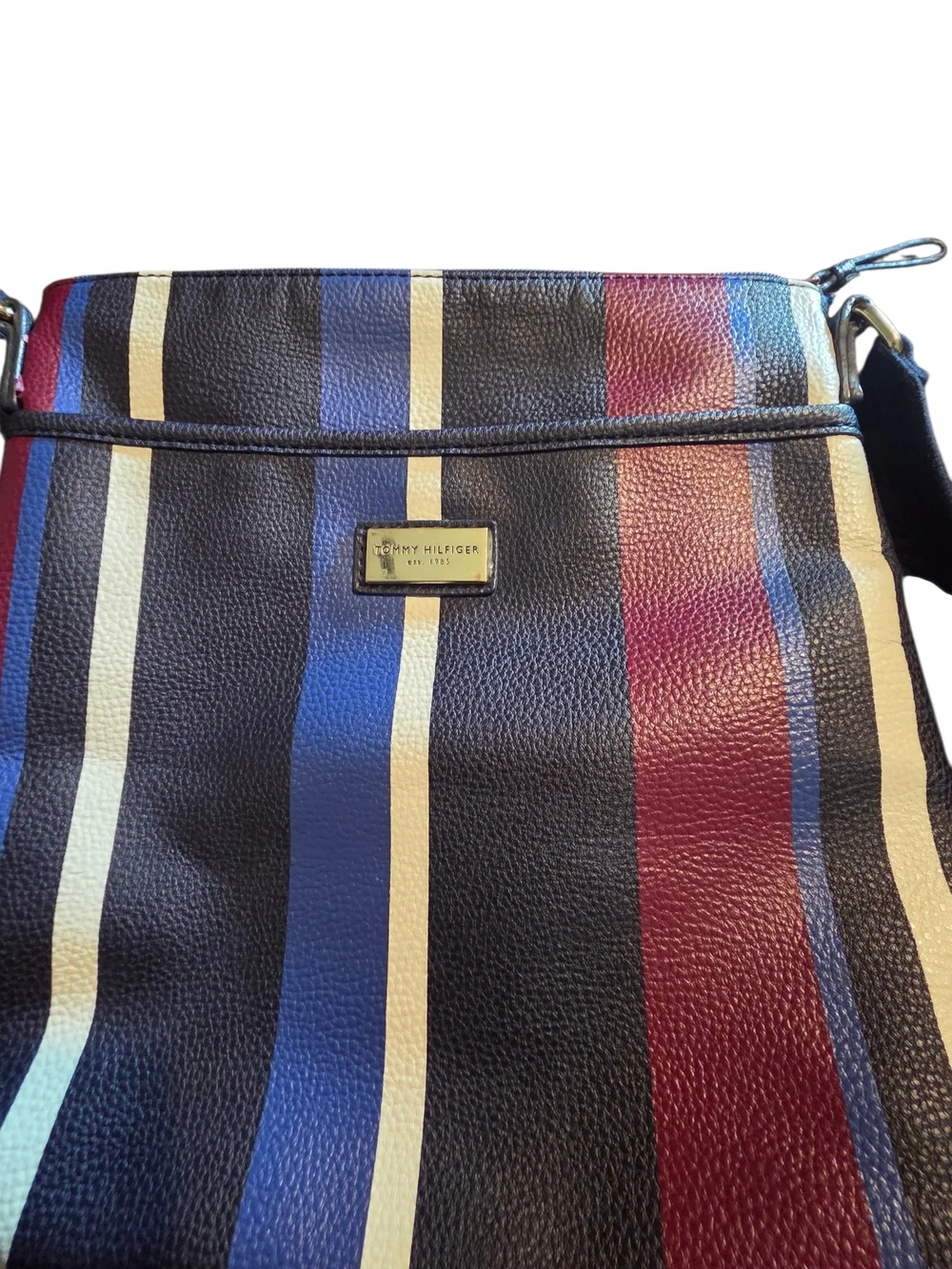 Tommy Hilfiger Striped Faux Leather Crossbody Bag